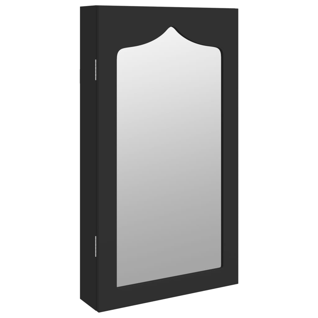Mirror Jewellery Cabinet Wall Mounted Black 37.5x10x67 cm