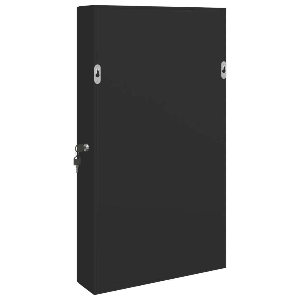 Mirror Jewellery Cabinet Wall Mounted Black 37.5x10x67 cm