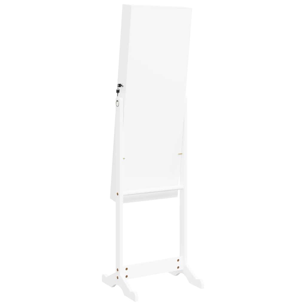 Mirror Jewellery Cabinet with LED Lights Free Standing White