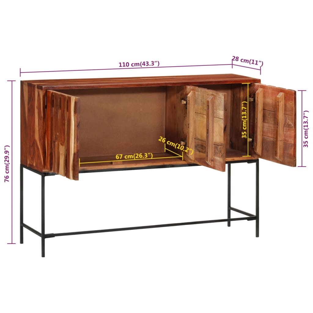 vidaXL Sideboard 110x28x76 cm Solid Wood Acacia