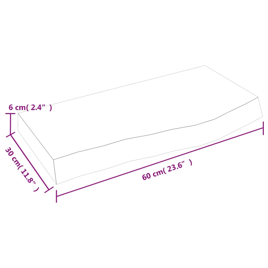 vidaXL Wall Shelf 60x30x(2-6) cm Untreated Solid Wood Oak