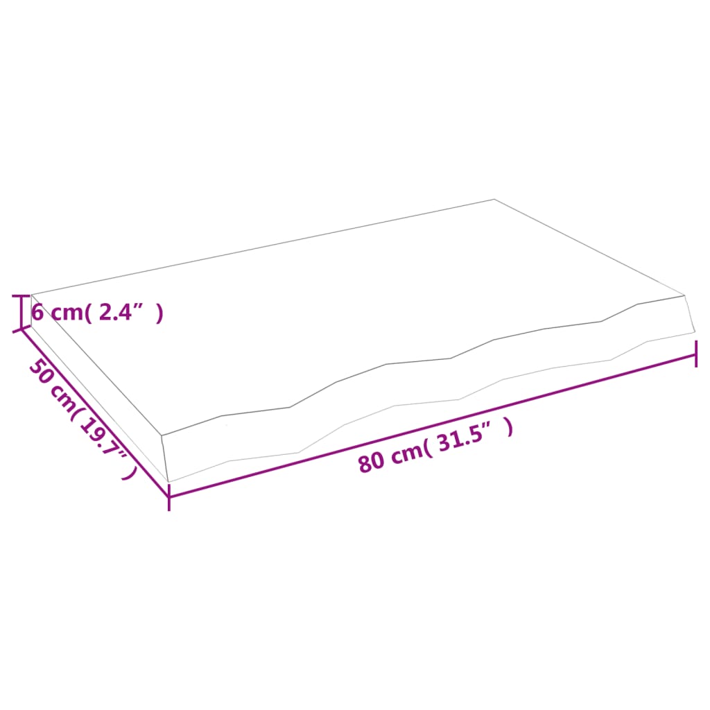 vidaXL Wall Shelf 80x50x(2-6) cm Untreated Solid Wood Oak