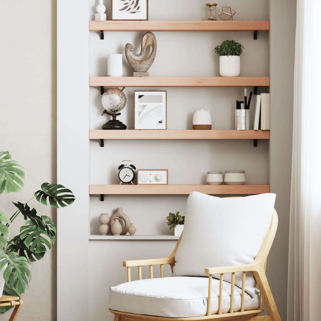 Wall Shelf 100x10x6 cm Untreated Solid Wood Oak