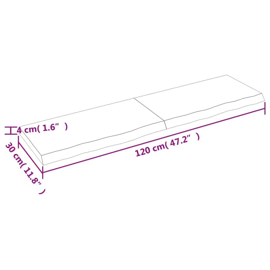 vidaXL Wall Shelf 120x30x(2-4) cm Untreated Solid Wood Oak