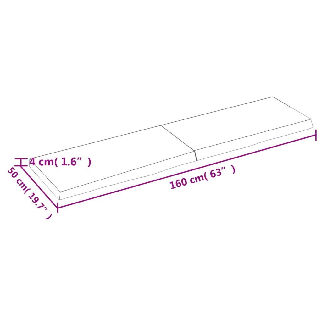 vidaXL Wall Shelf 160x50x(2-4) cm Untreated Solid Wood Oak