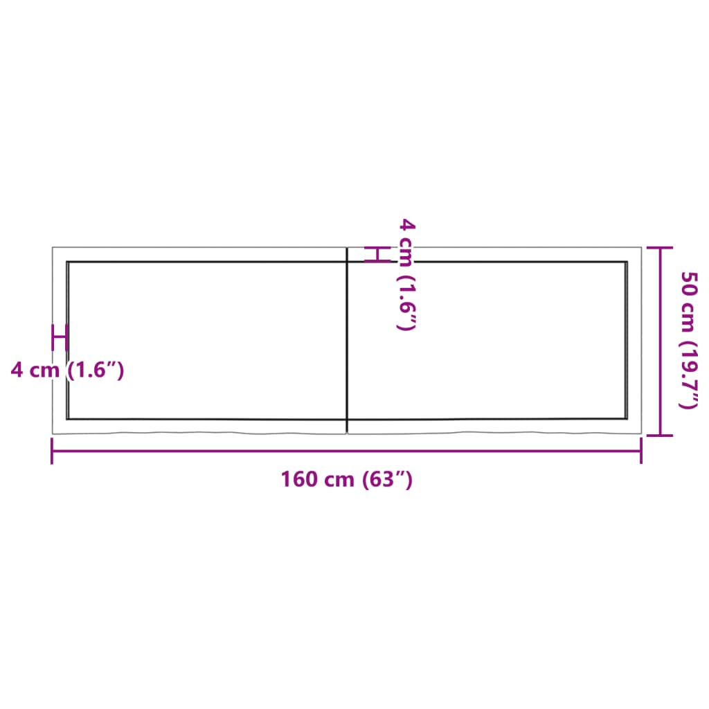 vidaXL Wall Shelf 160x50x(2-4) cm Untreated Solid Wood Oak