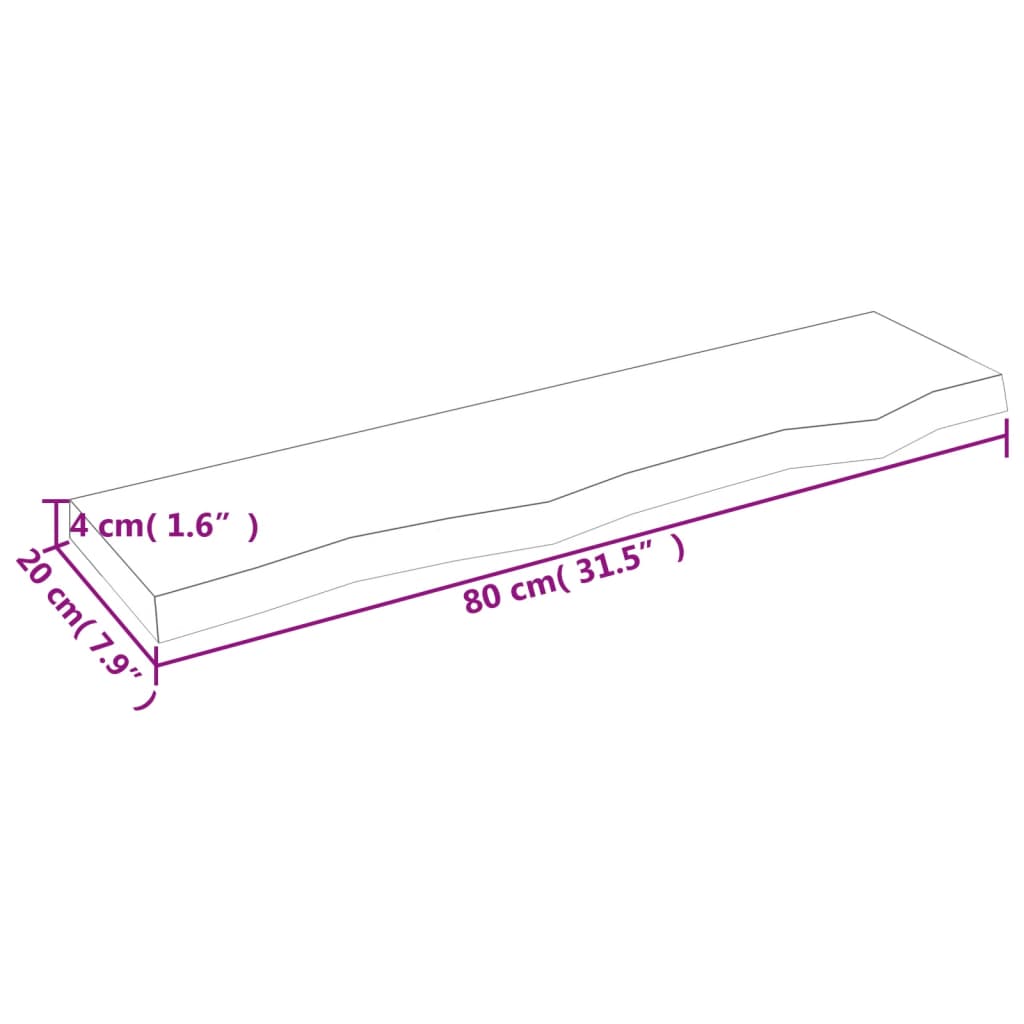 vidaXL Wall Shelf Light Brown 80x20x4 cm Treated Solid Wood Oak