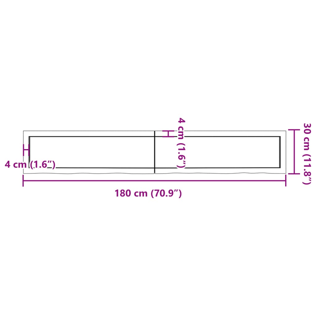 vidaXL Wall Shelf Light Brown 180x30x(2-4) cm Treated Solid Wood Oak