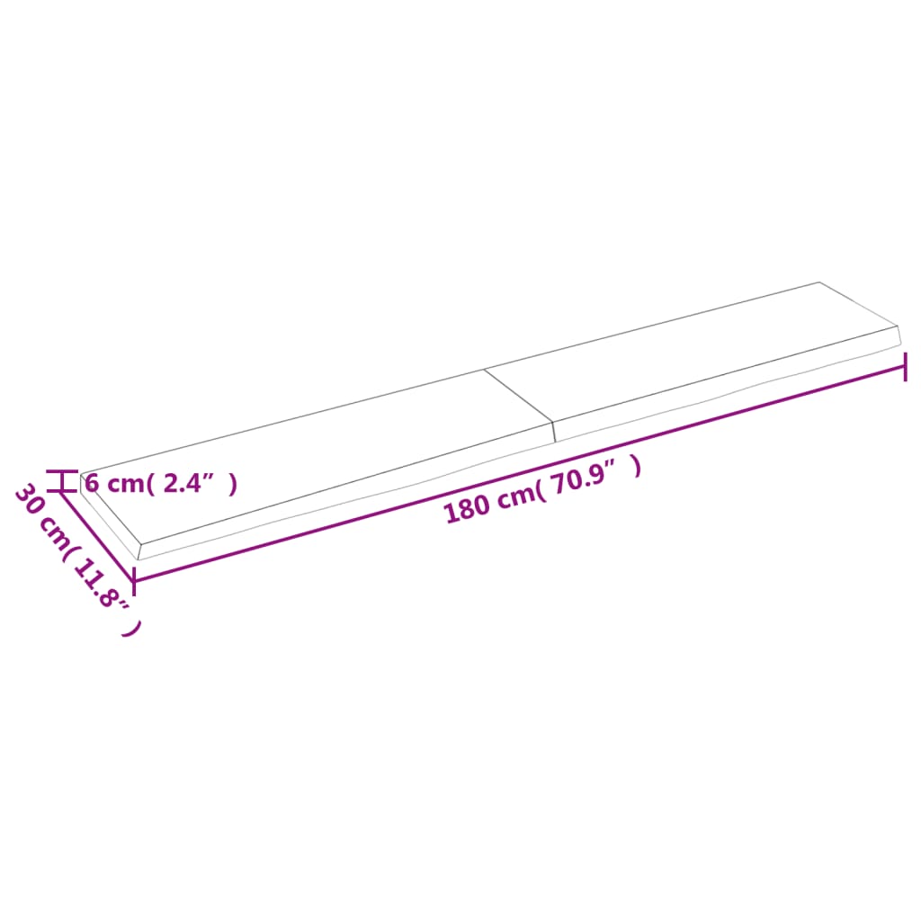 vidaXL Wall Shelf Light Brown 180x30x(2-6) cm Treated Solid Wood Oak