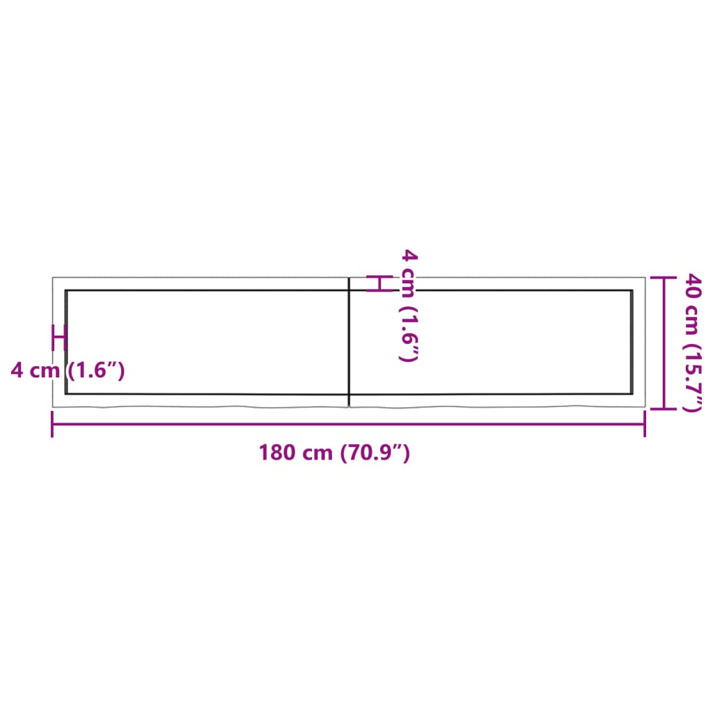 vidaXL Wall Shelf Light Brown 180x40x(2-4) cm Treated Solid Wood Oak