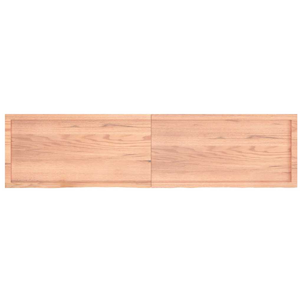Wall Shelf Light Brown 200x50x(2-4) cm Treated Solid Wood Oak