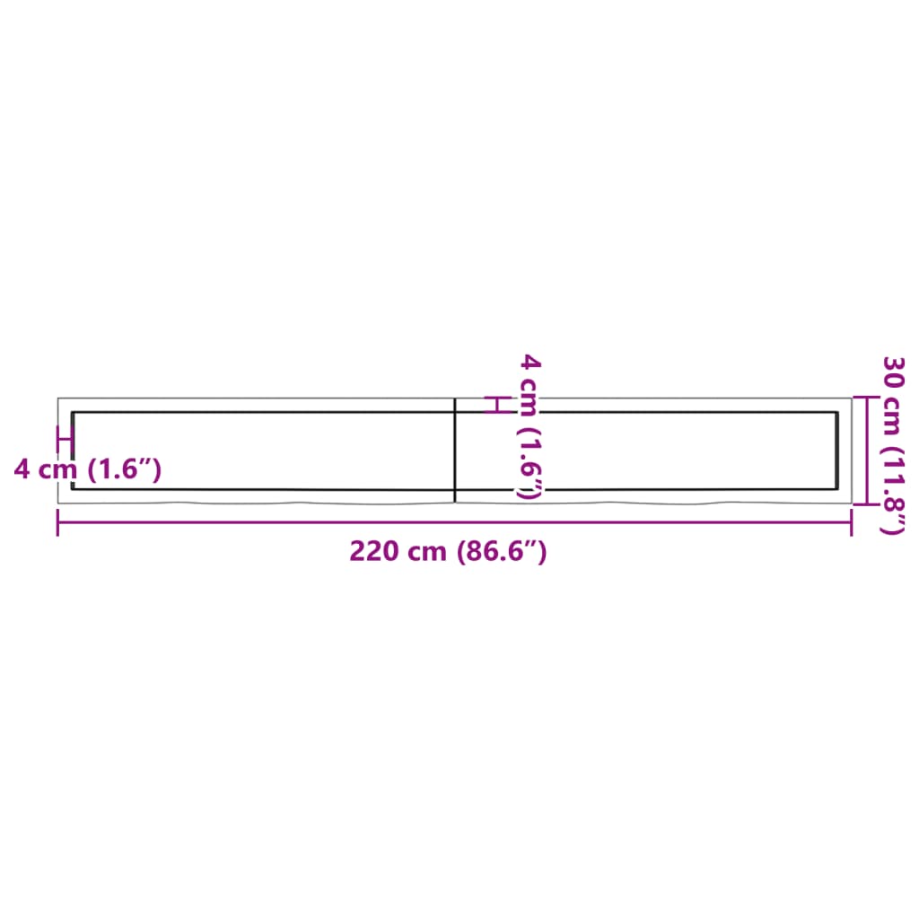 vidaXL Wall Shelf Light Brown 220x30x(2-6) cm Treated Solid Wood Oak