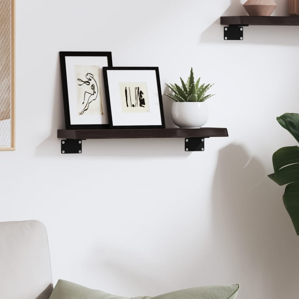 Wall Shelf Dark Brown 40x10x2 cm Treated Solid Wood Oak