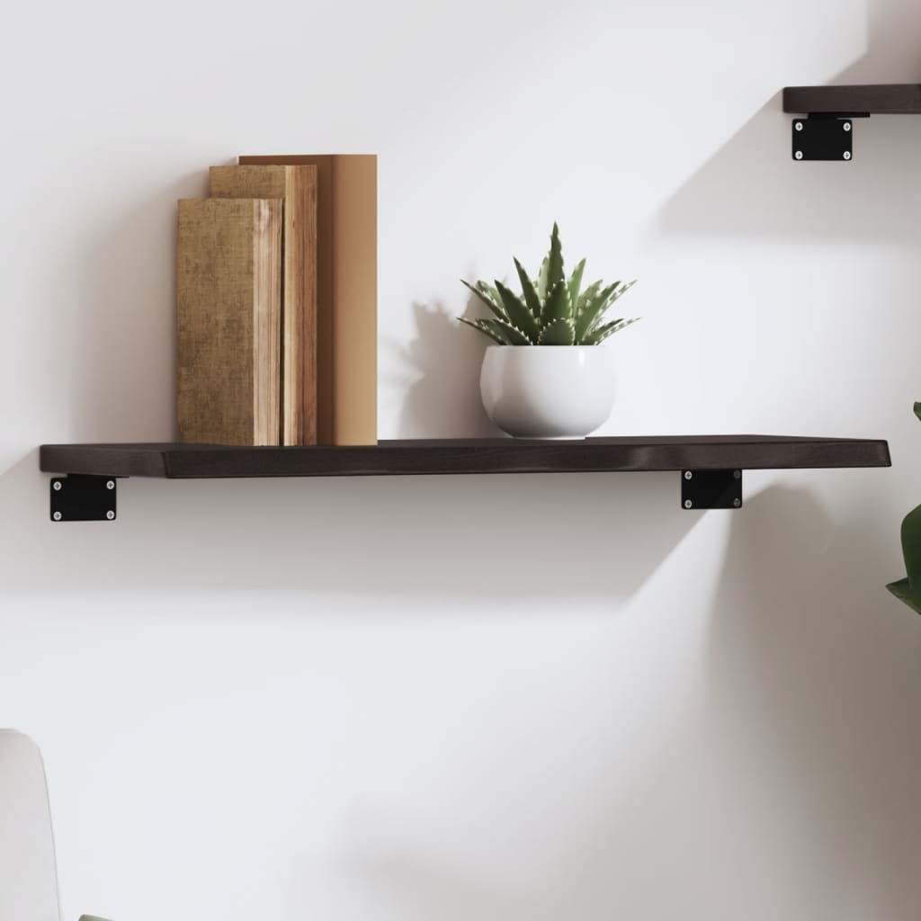 Wall Shelf Dark Brown 60x20x2 cm Treated Solid Wood Oak