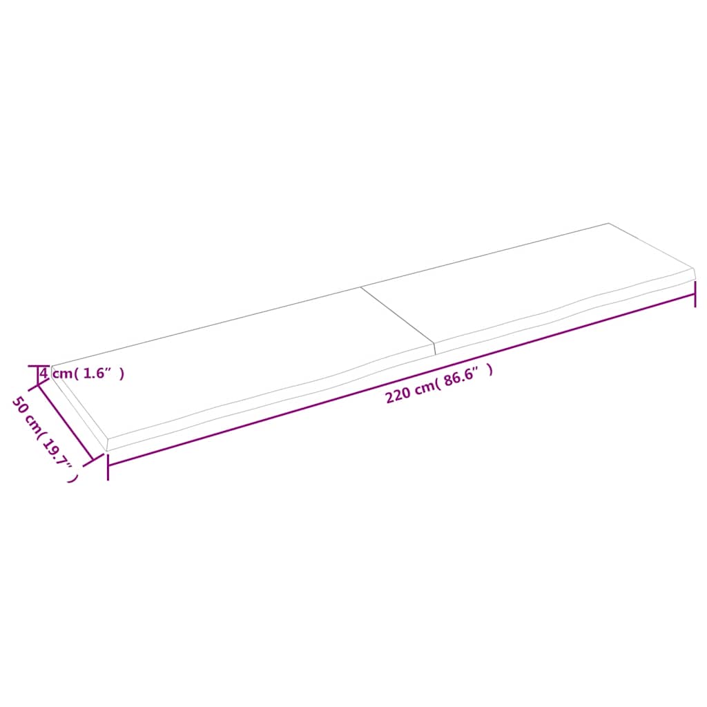 Wall Shelf Dark Brown 220x50x(2-4) cm Treated Solid Wood Oak