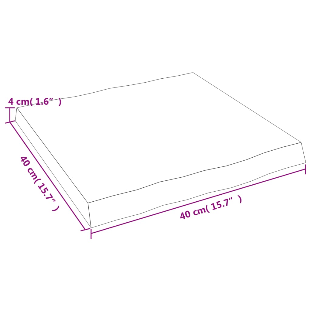 vidaXL Table Top 40x40x(2-4) cm Untreated Solid Wood Live Edge