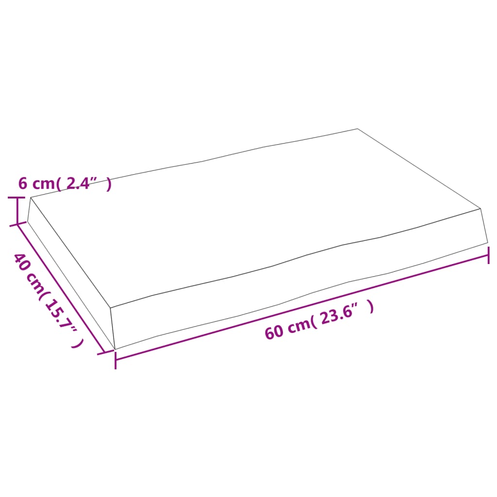 vidaXL Table Top 60x40x(2-6) cm Untreated Solid Wood Live Edge