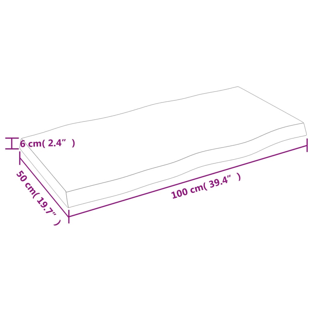 vidaXL Table Top 100x50x(2-6) cm Untreated Solid Wood Live Edge