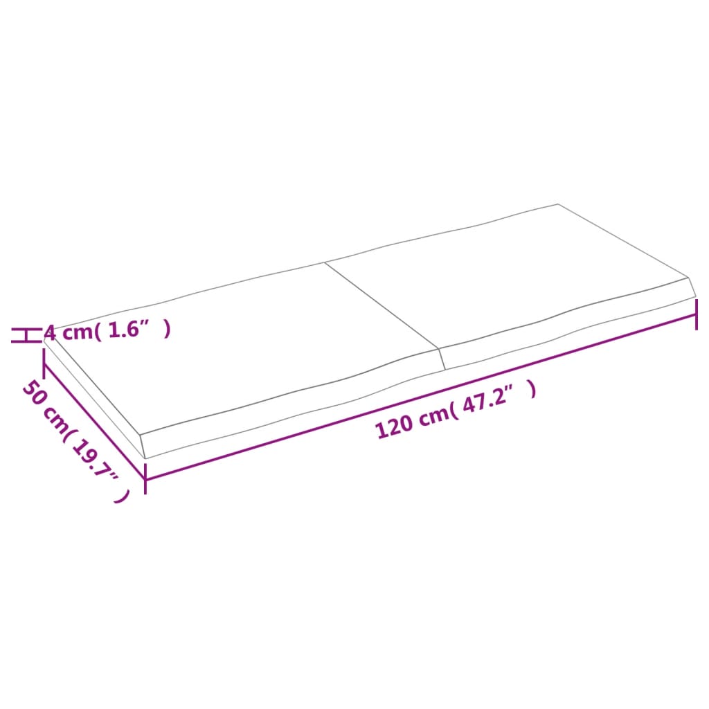 vidaXL Table Top 120x50x(2-4) cm Untreated Solid Wood Live Edge