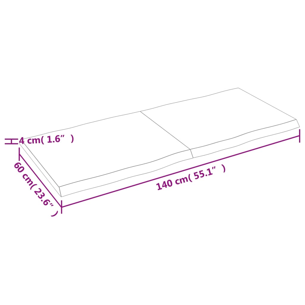 vidaXL Table Top 140x60x(2-4) cm Untreated Solid Wood Live Edge