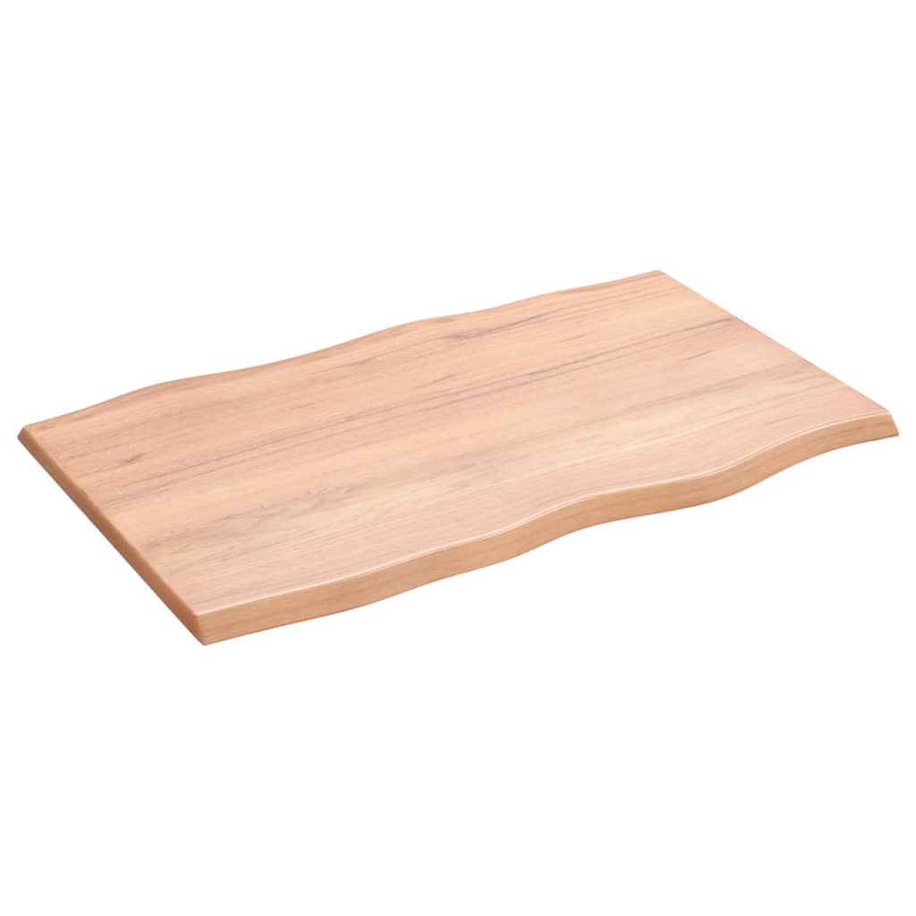 vidaXL Table Top Light Brown 80x50x2 cm Treated Solid Wood Oak Live Edge