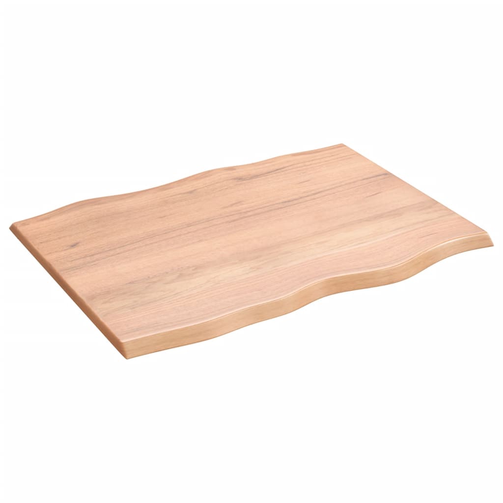 vidaXL Table Top Light Brown 80x60x2 cm Treated Solid Wood Oak Live Edge