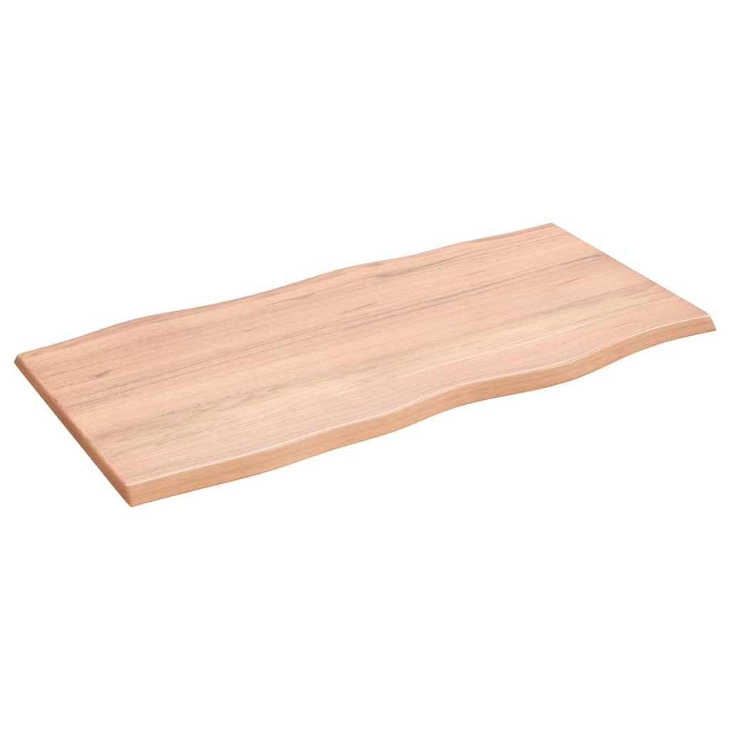 vidaXL Table Top Light Brown 100x50x2 cm Treated Solid Wood Oak Live Edge