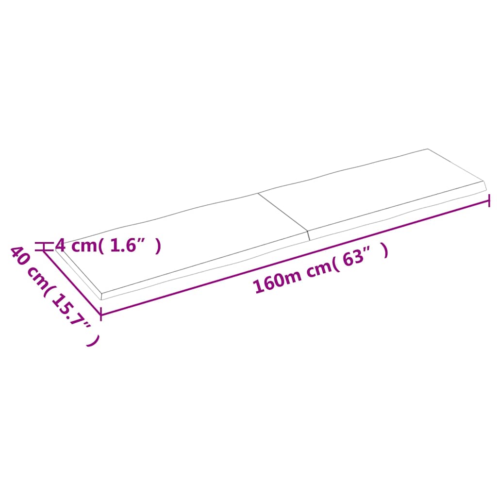 Table Top Light Brown 160x40x(2-4) cm Live Edge