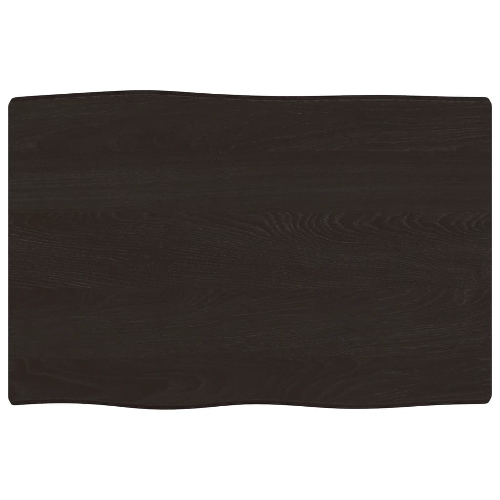 vidaXL Table Top Dark Brown 60x40x2 cm Treated Solid Wood Oak Live Edge