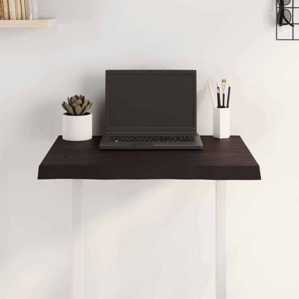 vidaXL Table Top Dark Brown 60x40x(2-4) cm Treated Solid Wood Live Edge