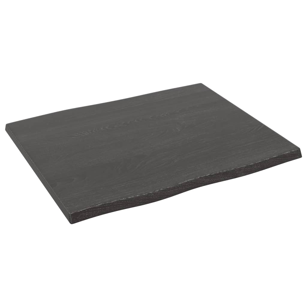 vidaXL Table Top Dark Brown 60x50x2 cm Treated Solid Wood Oak Live Edge