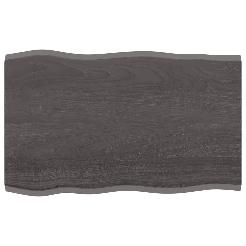 vidaXL Table Top Dark Brown 80x50x2 cm Treated Solid Wood Oak Live Edge
