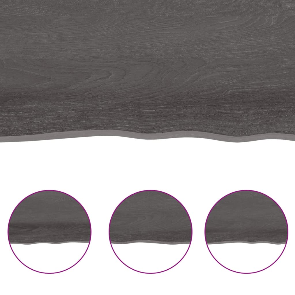 vidaXL Table Top Dark Brown 80x50x(2-6) cm Treated Solid Wood Live Edge