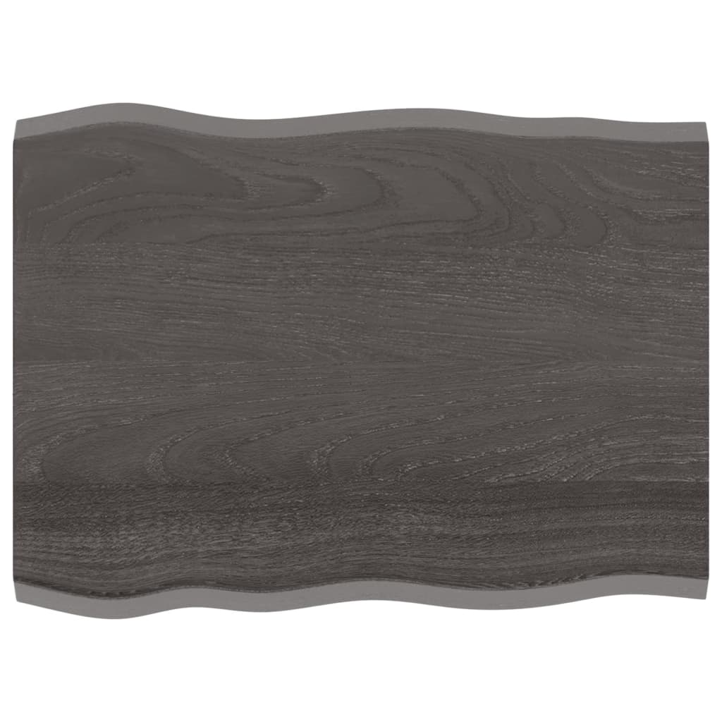 vidaXL Table Top Dark Brown 80x60x2 cm Treated Solid Wood Oak Live Edge