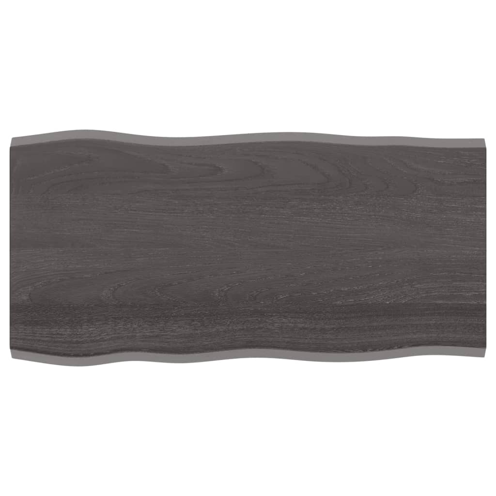 vidaXL Table Top Dark Brown 100x50x2 cm Treated Solid Wood Oak Live Edge