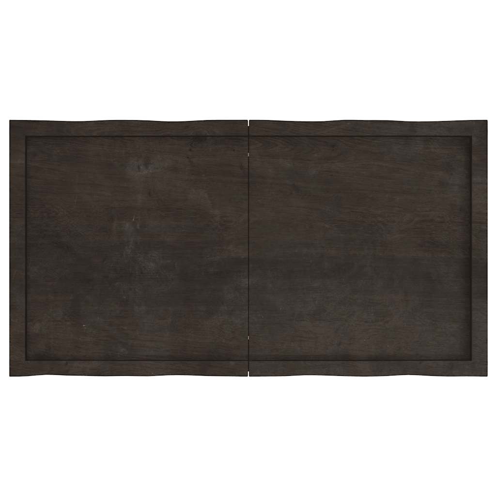 Table Top Dark Brown 120x60x(2-6) cm Treated Solid Wood Live Edge
