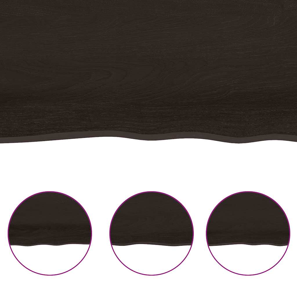 Table Top Dark Brown 140x40x(2-4) cm Live Edge