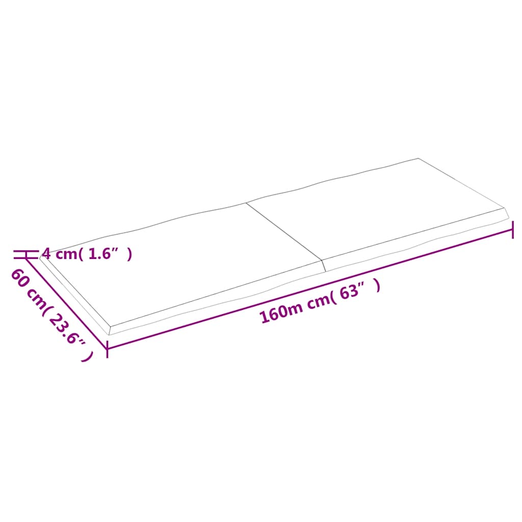 Table Top Dark Brown 160x60x(2-4) cm Live Edge