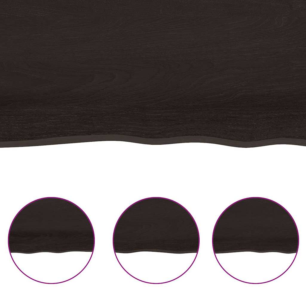 Table Top Dark Brown 200x40x(2-4) cm Treated Solid Wood Live Edge