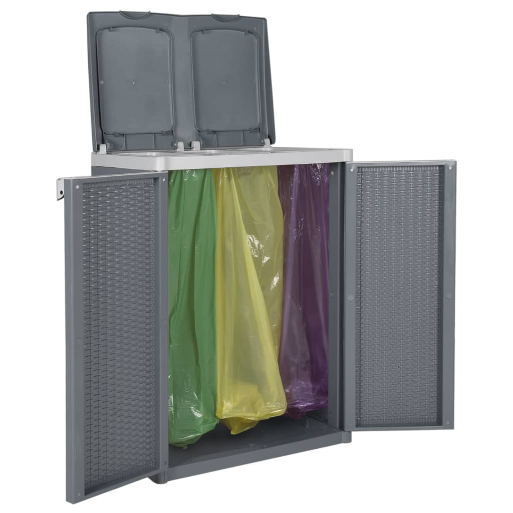 Trash Bin with 2 Doors Grey 65x45x88 cm PP