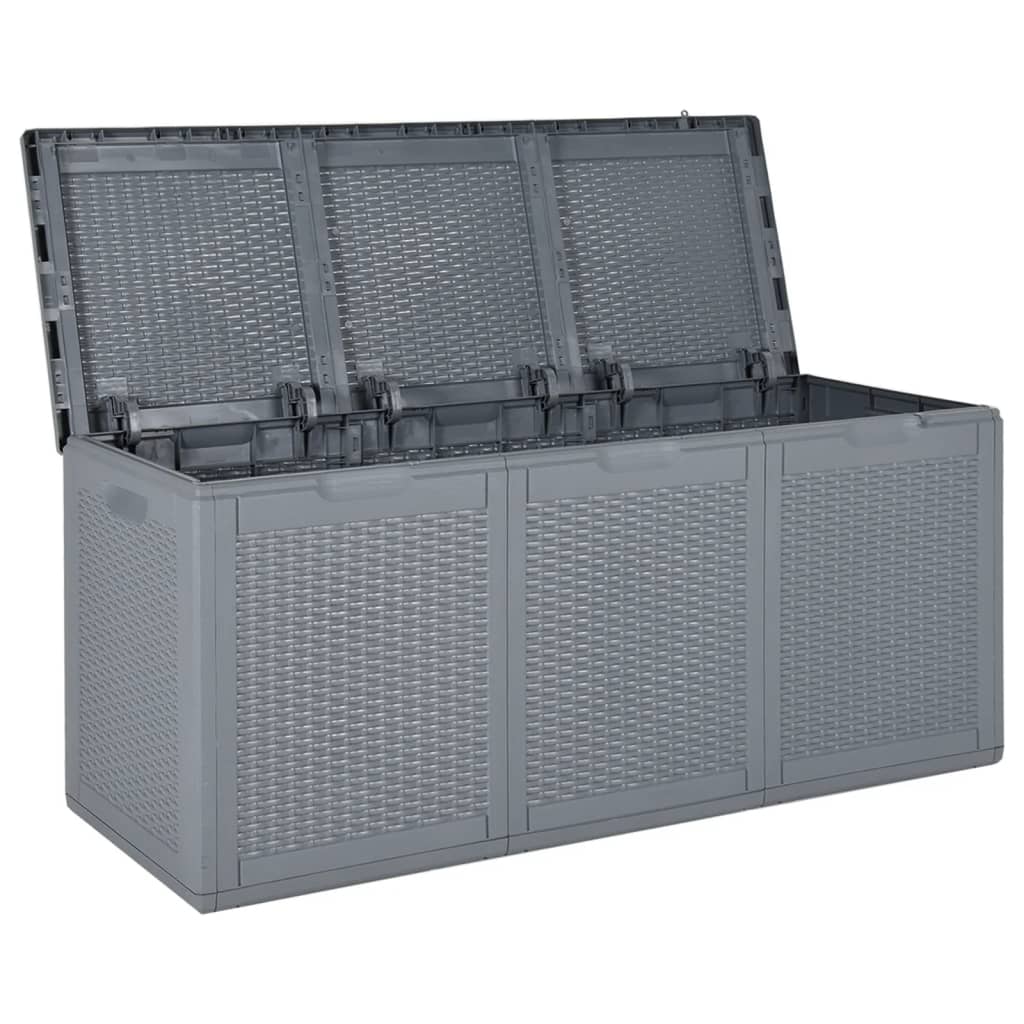 vidaXL Garden Storage Box Grey PP Rattan 270 L