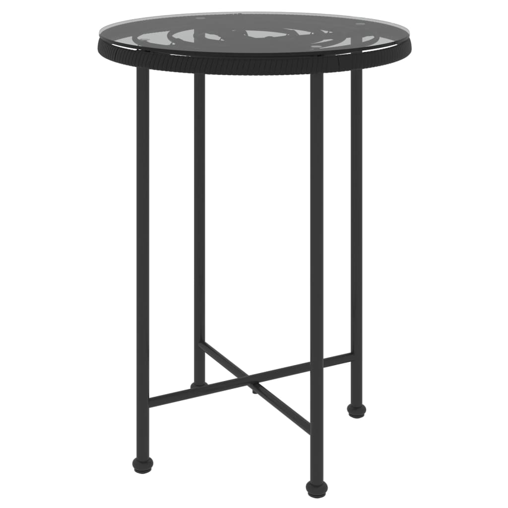 Garden Dining Set | Black | PE rattan, steel, tempered glass
