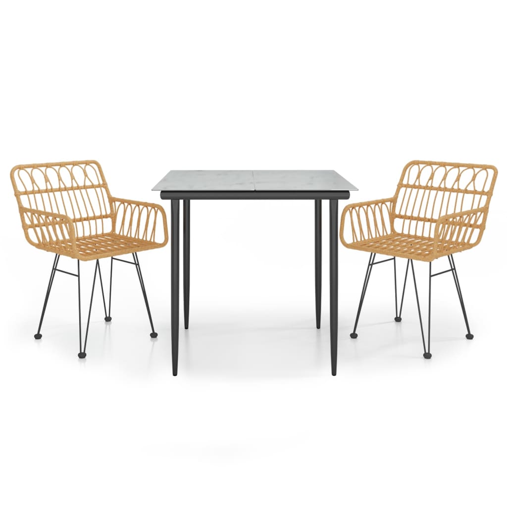 Garden Dining Set | Black | Steel, Tempered Glass, Polyethylene | Medium