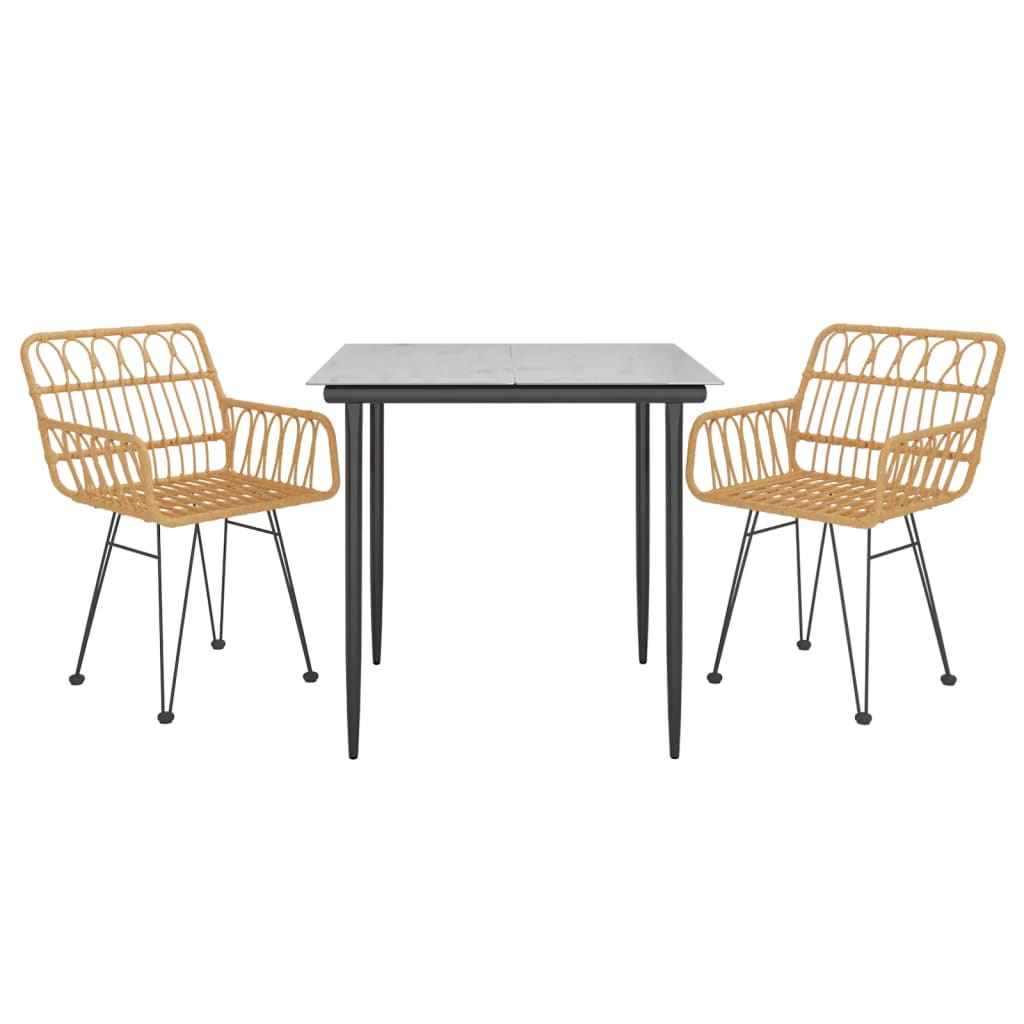 Garden Dining Set | Black | Steel, Tempered Glass, Polyethylene | Medium