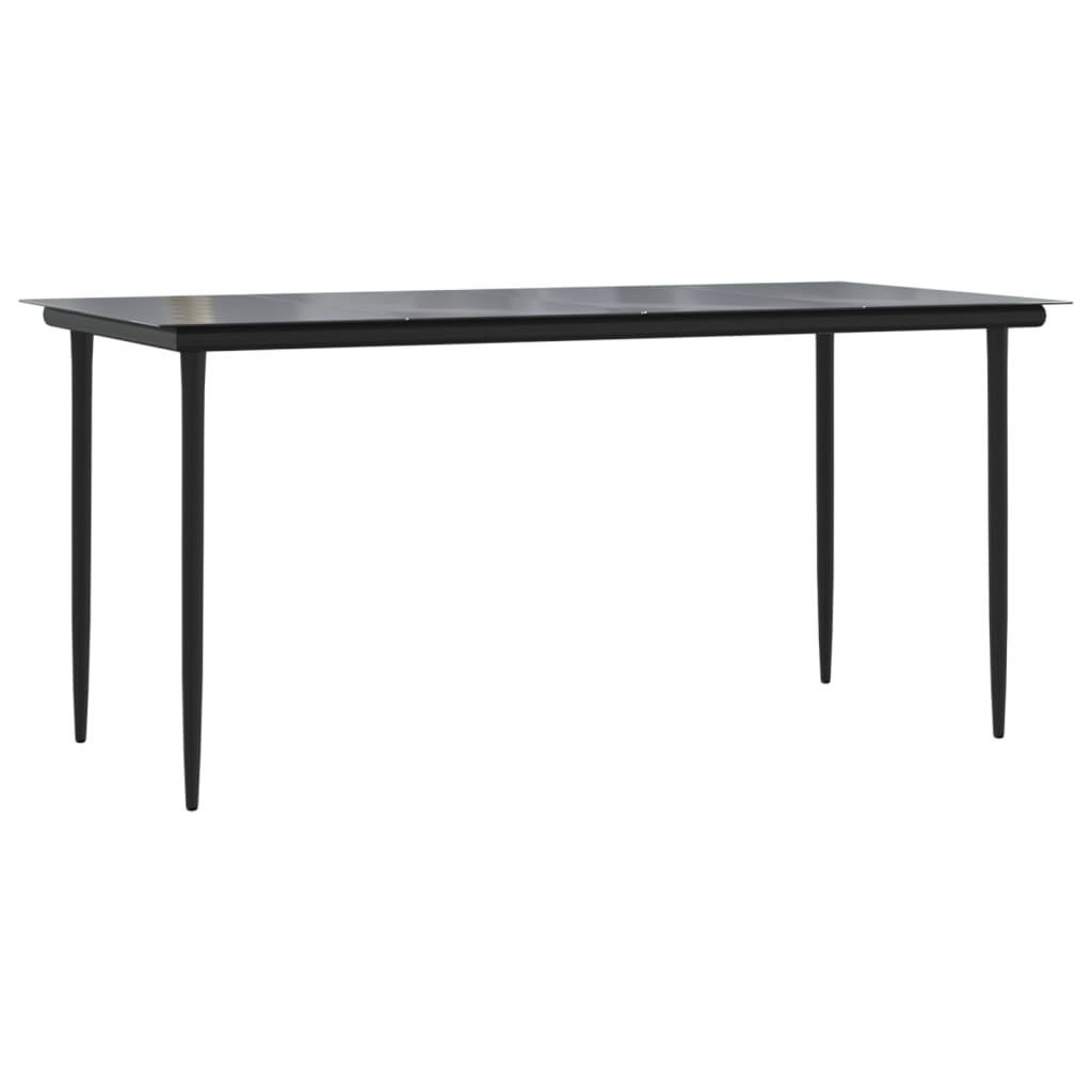 Garden Dining Set | Black | Poly Rattan, Tempered Glass, Steel | Medium