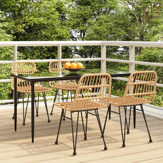 vidaXL 5 Piece Garden Dining Set Poly Rattan