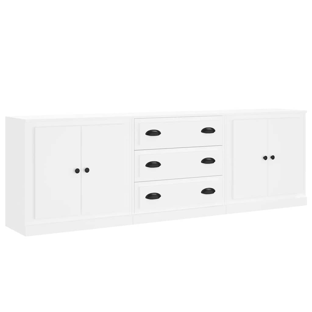 Sideboards 3 pcs White Engineered Wood
