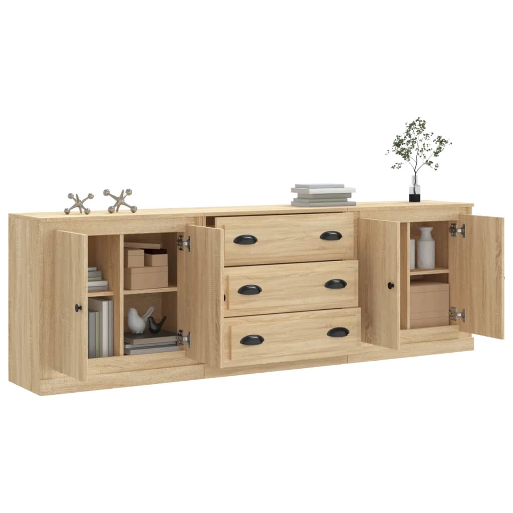 vidaXL Sideboards 3 pcs Sonoma Oak Engineered Wood