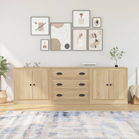 vidaXL Sideboards 3 pcs Sonoma Oak Engineered Wood