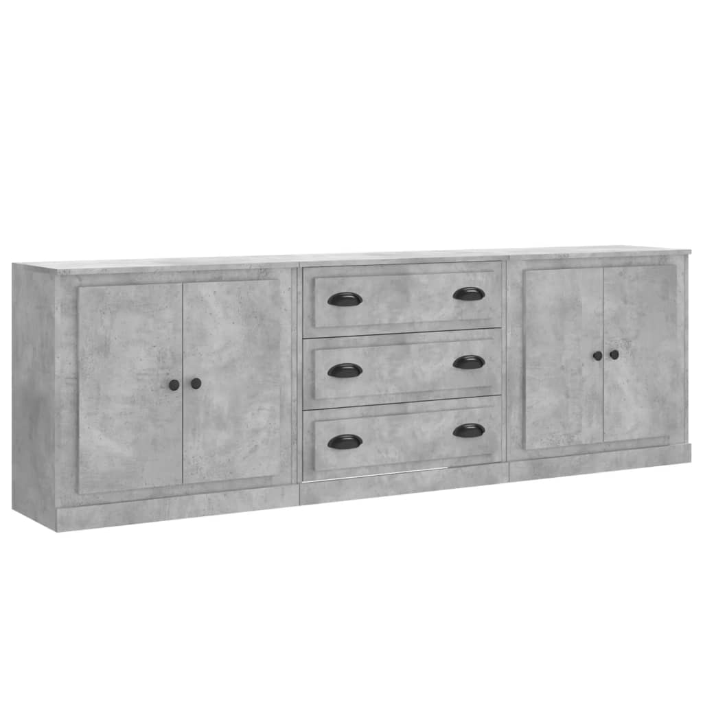 vidaXL Sideboards 3 pcs Concrete Grey Engineered Wood